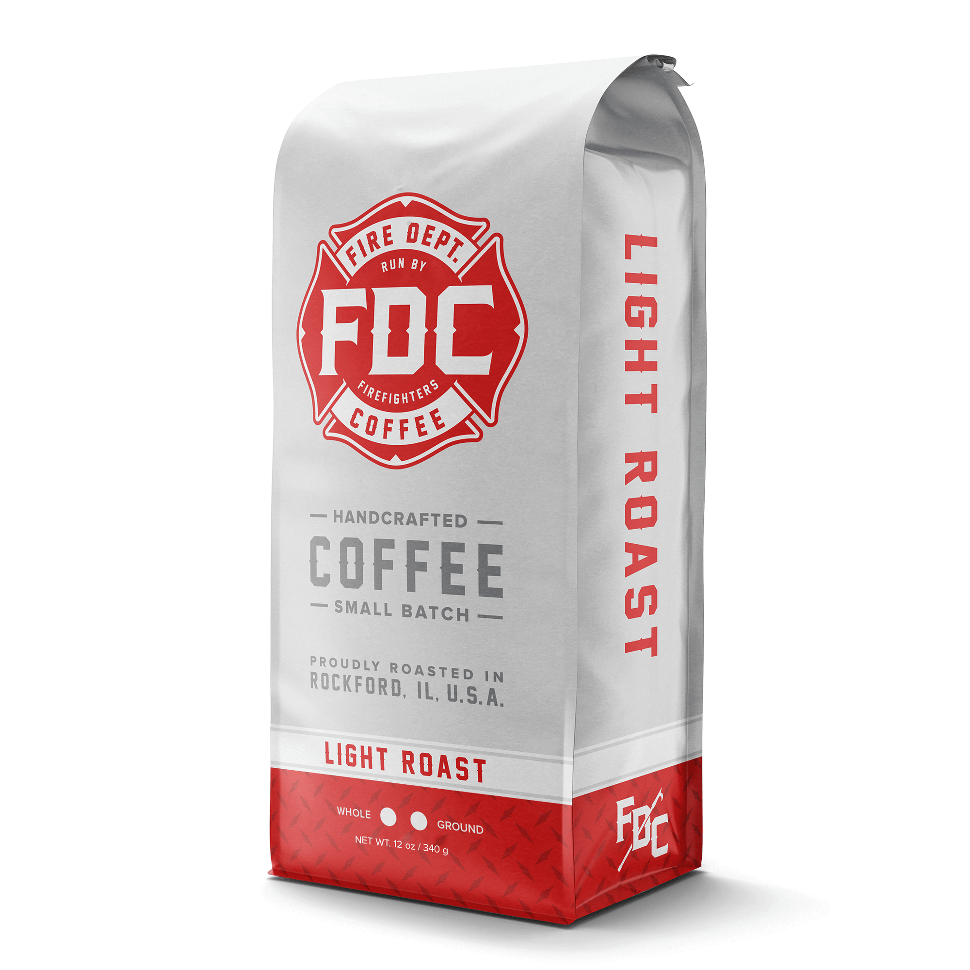 A 12-ounce package of Fire Department Coffee's Light Roast.